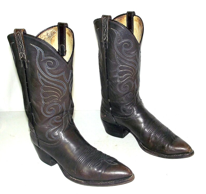 Steel Grey Cowboy Boots Mens Size 11 B Dan Post Narrow Etsy