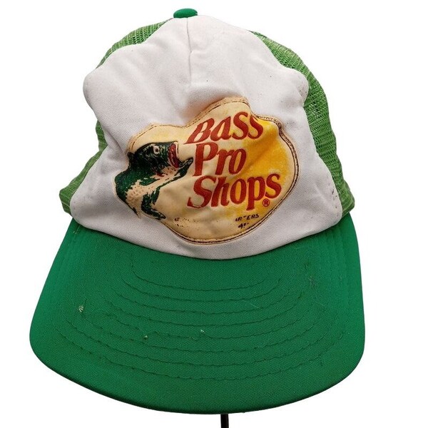 Vintage Green Bass Pro Shop Cap Snapback Mesh Adjustable Hat Distressed Well Worn