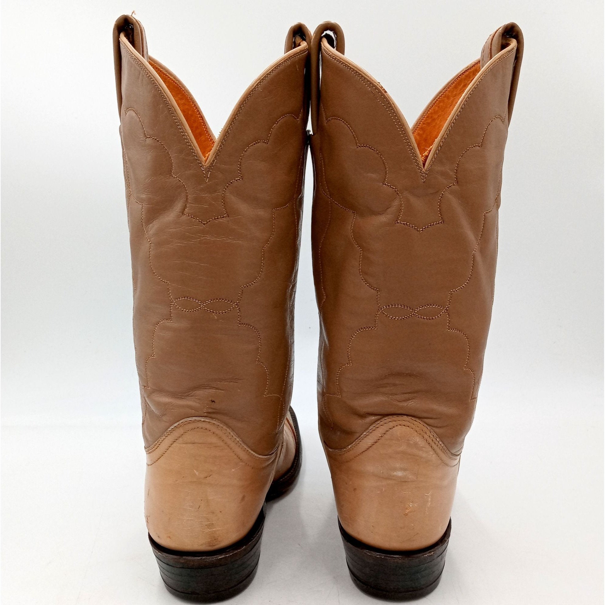 Vintage Tony Lama Cowboy Boots Tan Leather Mens 8 A Extra 