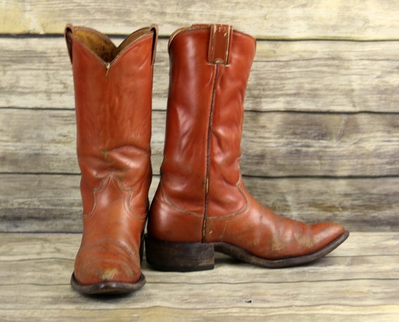 Nocona Cowboy Boots Tan Brown Leather Mens 8 D Ro… - image 5
