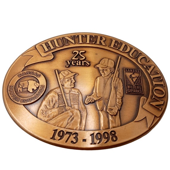 Hunter Education Belt Buckle 1998 Kansas Wildlife And Parks Buffalo Limited Edition