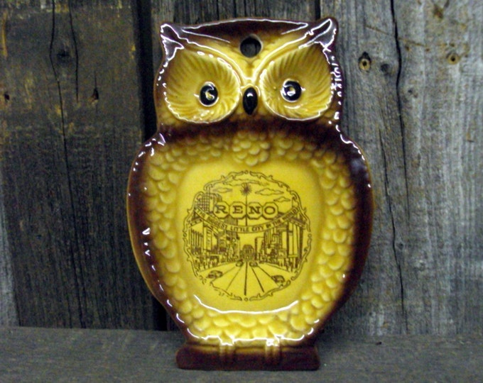 Vintage Owl Spoon Rest Reno Nevada Souvenir Etsy