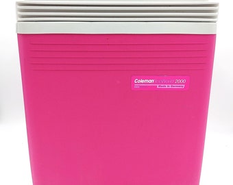 Coleman Ice World 2000 Cooler Vintage Pink Fuchsia 1989 Made in Germany Kuhlbox RARE