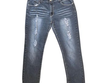 Angels Jeans, mezclilla desgastada, talla grande 22W para mujer, corte relajado, estilo Y2K, elástico.
