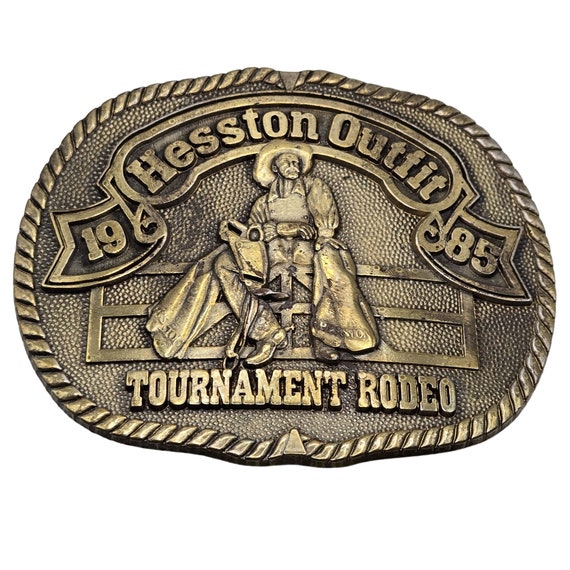 Hesston Rodeo Belt Buckle 1985 PRCA Outfit Tourna… - image 6
