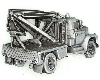 Tow Truck Belt Buckle Vintage 1981 USA Trucker Driver Roadside Assistance Towing Service