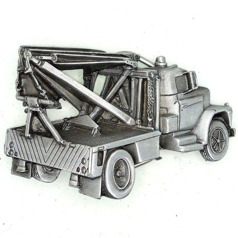 Tow Truck Belt Buckle Vintage 1981 USA Trucker Driver Roadside Assistance Towing Service