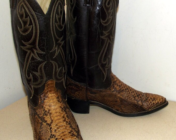 Vintage Acme Dingo Brand Cowboy Boots With Snakeskin Feet and Brass ...