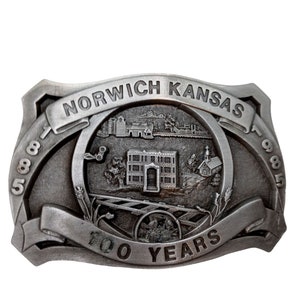 Norwich KS Belt Buckle Centennial 100 Years Railroad Train 1985 Limited Edition