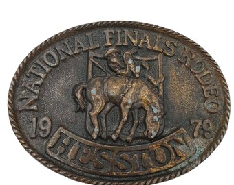 1979 Rodeo Belt Buckle Hesston National Finals Bareback Horse Vintage Cowboy NFR