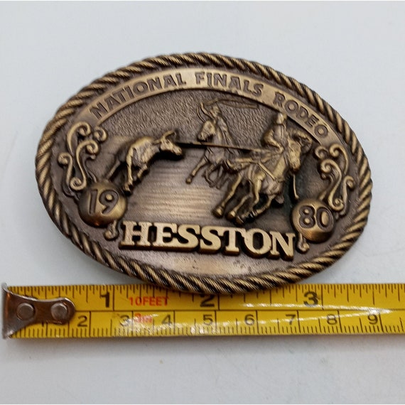 Vintage NFR Belt Buckle Rodeo 1980 Hesston Nation… - image 10