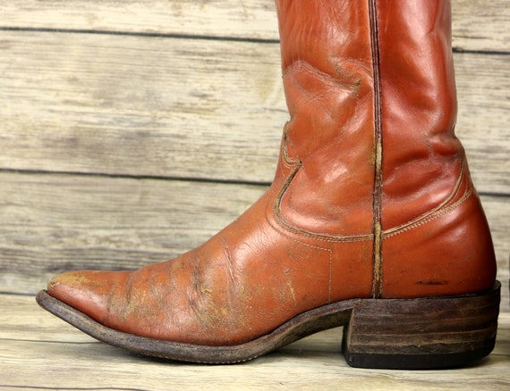Nocona Cowboy Boots Tan Brown Leather Mens 8 D Ro… - image 2