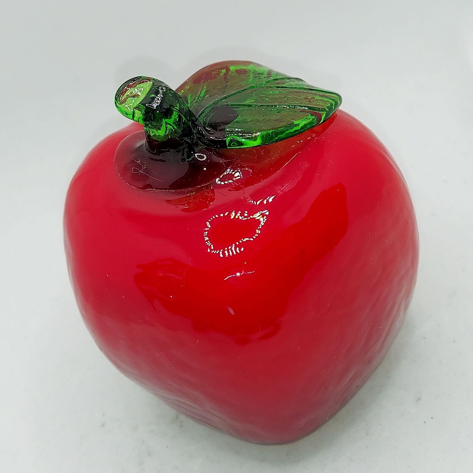 Vintage Glass Red Apple Fake Fruit Collectible Home Decor Etsy