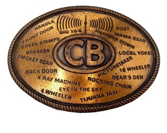 CB Lingo Belt Buckle Vintage Trucker Citizen Band Radio Trucking Western Cowboy Rockabilly