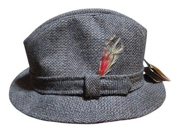 Vintage Dorfman Pacific Fedora Hat - Gray Herringbone Wool  display picture 1