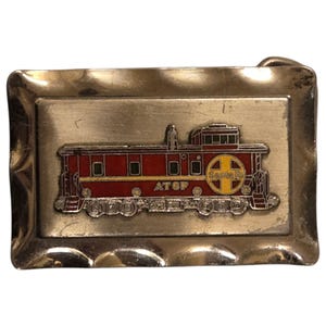 ATSF Belt Buckle Train Atchison Topeka Santa Fe Railroad Vintage Collectible