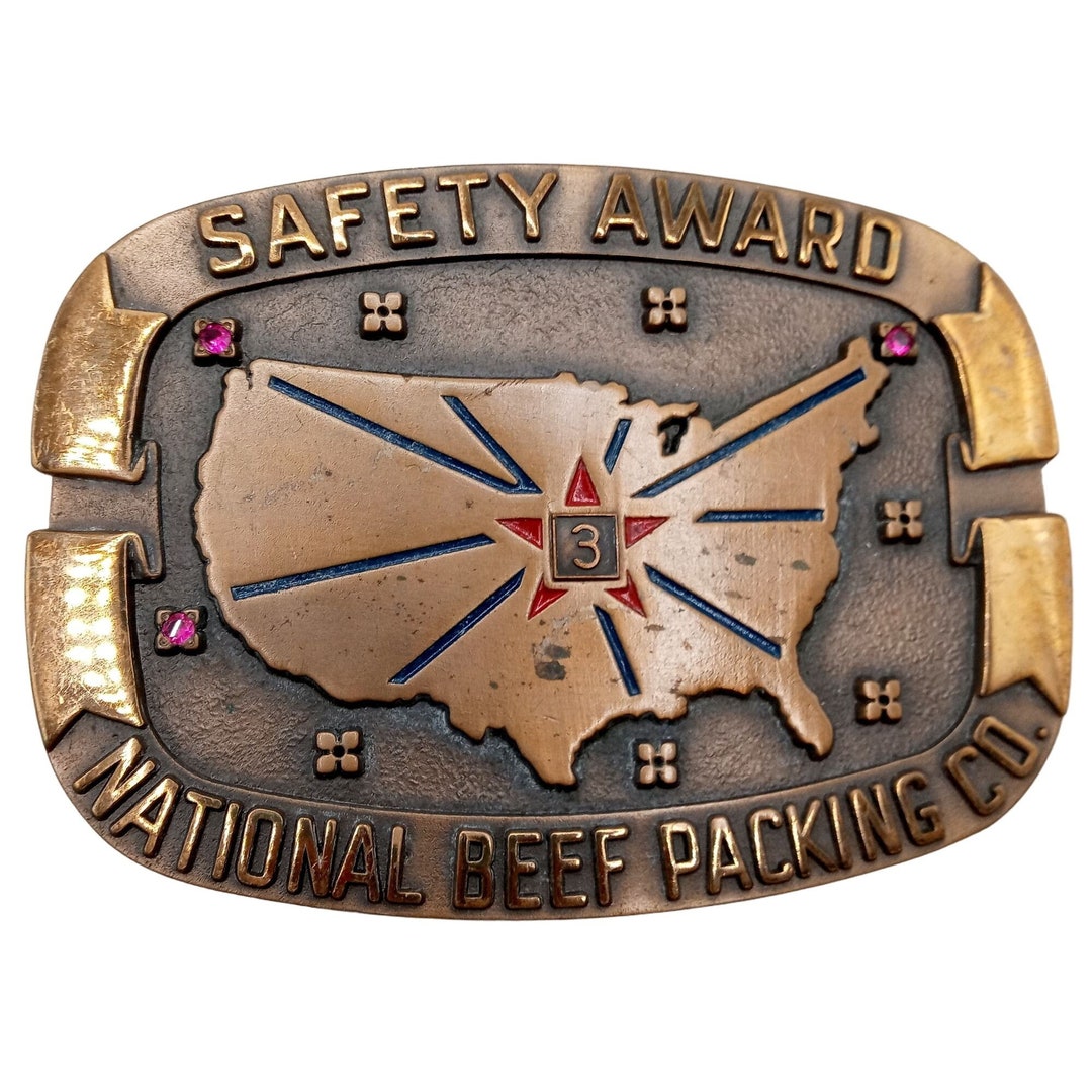 National Beef Packing Company Belt Buckle Safety Award 3 Year Etsy