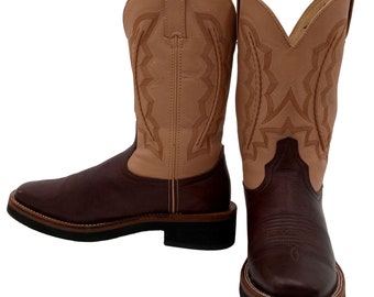 Durango Cowboy Boots Brown Leather Mens 8 D Two Tone Country Western Wear