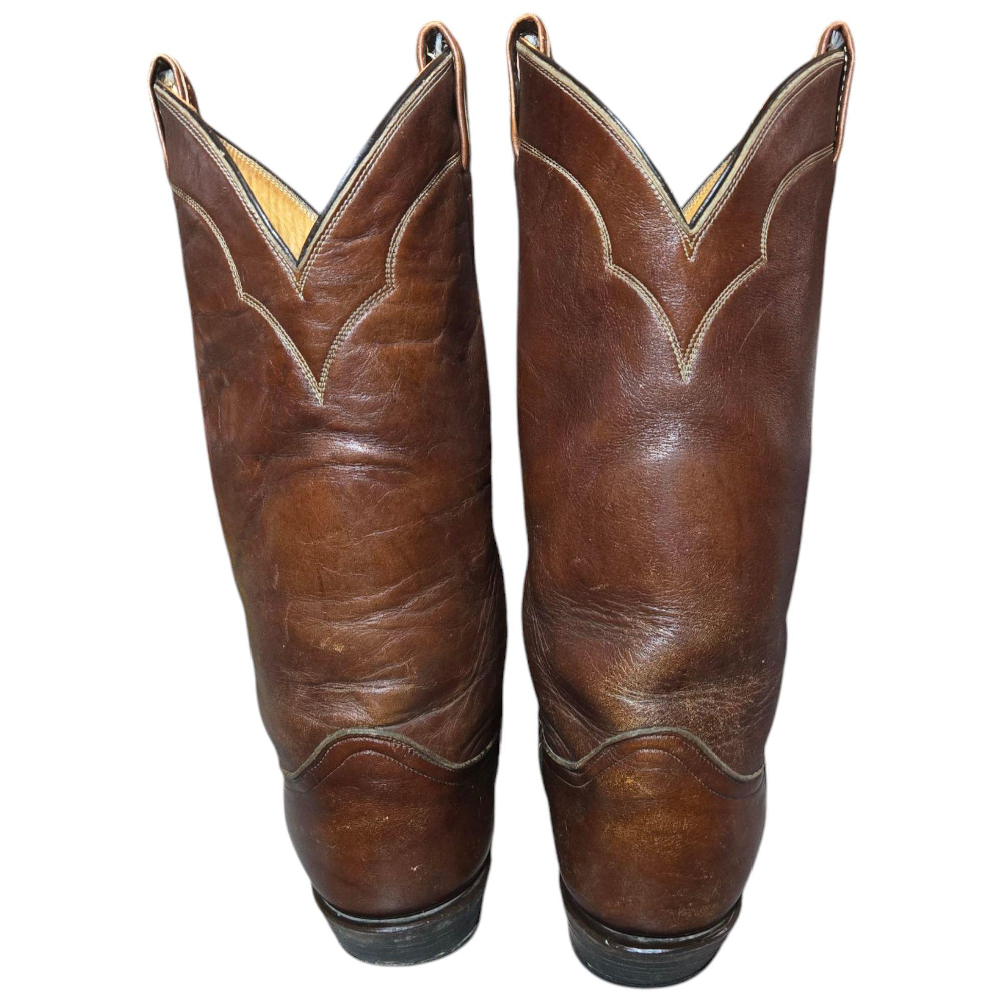 Vintage Tony Lama 6703 Men\'s 10 D Cowboy Western Boots Brown Black Leather Tony Lama Cowboy Boot - Etsy main image 3