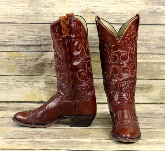 Tony Lama El Rey Cowboy Boots Brown 