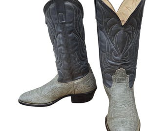 Ramrods Cowboy Boots Gray 9 D Vintage Western Wear Rodeo Made in USA 1980s