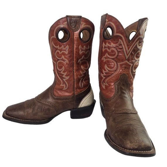 Ariat Cowboy Boots Brown Leather Mens 8.5 D Weste… - image 2
