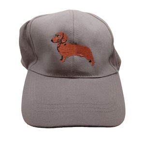 Brown Dachshund Dog Hat Cap Adjustable Taupe Vintage Weenie Tan