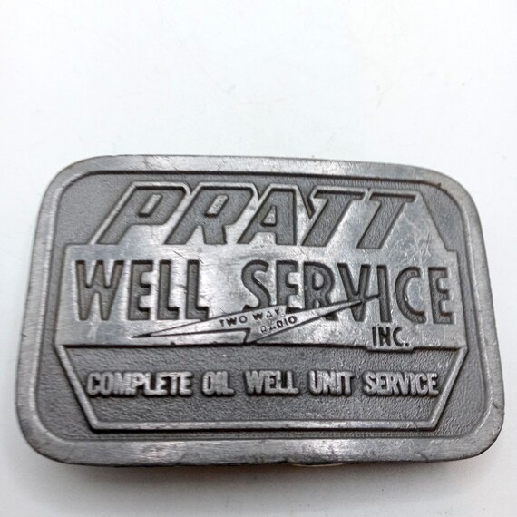 Pratt Well Service Belt Buckle Vintage Oil Roughn… - image 4