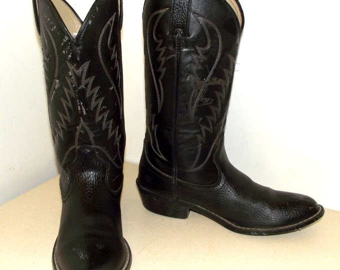 Vintage Black VEGAN FRIENDLY Cowboy Boots Size 10.5 D or - Etsy