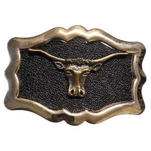 Western Longhorn Belt Buckle Cowboy Cow Bull Western Wear Vintage