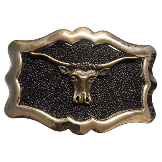 Western Longhorn Belt Buckle Cowboy Cow Bull Western Wear  display picture 2