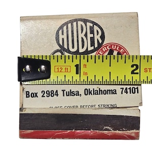 Hercules Huber Vintage Matchbook Cover Tulsa OK Oklahoma Advertising