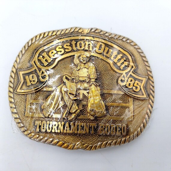 1985 Hesston Outfit Belt Buckle NOS Tournament Ro… - image 3