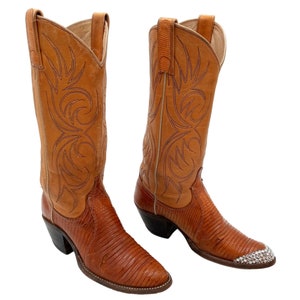 Dan Post Dames Cowboy Laarzen Maat 5 C Aangepaste Veranderde Hagedis Exotische Tan Bruin Vintage