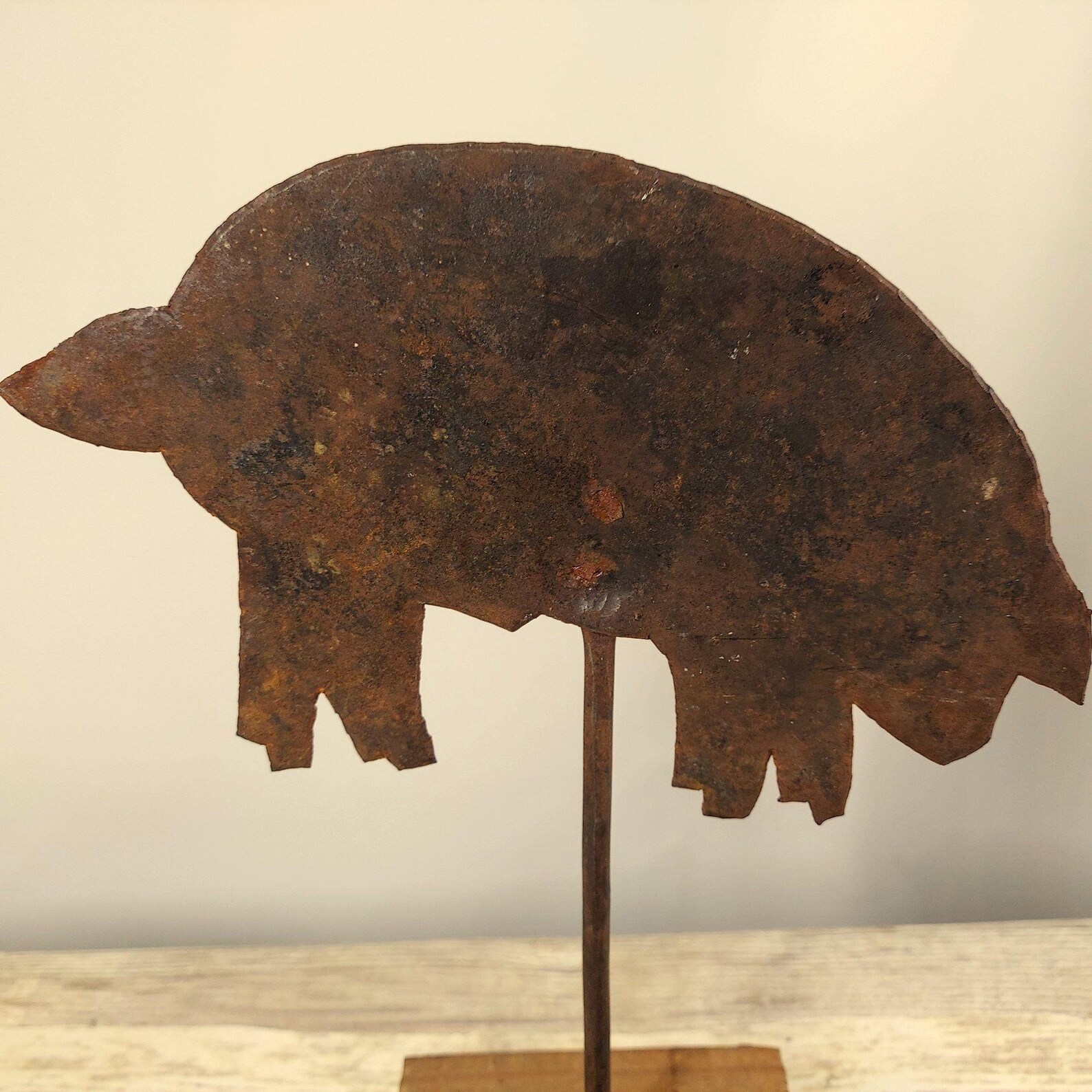 Metal Pig Statue Folk Art Farmhouse Vintage Sculpture Cut Out Etsy