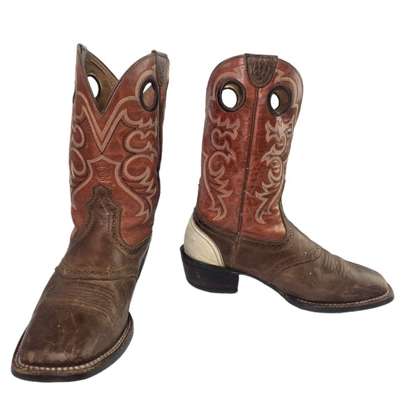 Ariat Cowboy Boots Brown Leather Mens 8.5 D Weste… - image 10