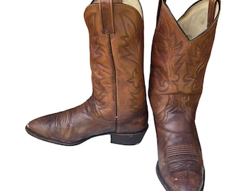 Vintage Dan Post Cowboystövlar Bruna Läder Herr 10.5 EW Extra Bred
