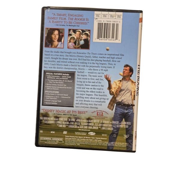 The Rookie DVD 2002 Walt Disney Baseball Movie Dennis Quaid Jim