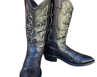 Boulet Canada Black Leather Cowboy Boots Style 9502 Men display picture 2