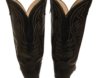 Bronco Black Cowboy Boots Mens 9 EE Extra Wide Man Made Material Vintage Western BRONCO Black Cowboy Western Boots, Men main image 3
