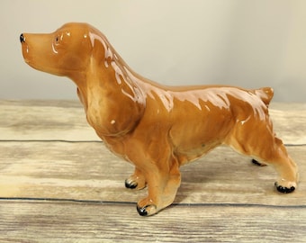Cocker Spaniel Figurine Vintage Dog Home Decor Tan Brown Ceramic