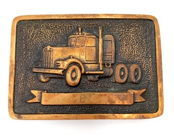 Tow Truck Belt Buckle Vintage 1981 USA Trucker Driver Roadside Assistance Towing Service