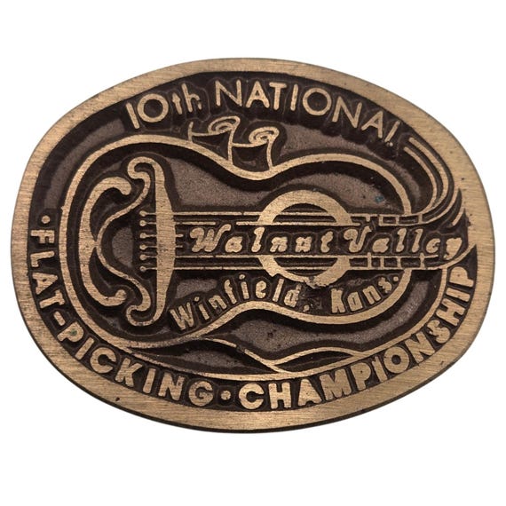1981 Walnut Valley Bluegrass Festival Belt Buckle Vintage Music Winfield Kansas