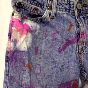 Cut Off Jean Shorts Lucky Brand Distressed size 0 ARTSY Pink Orange Boho image 8