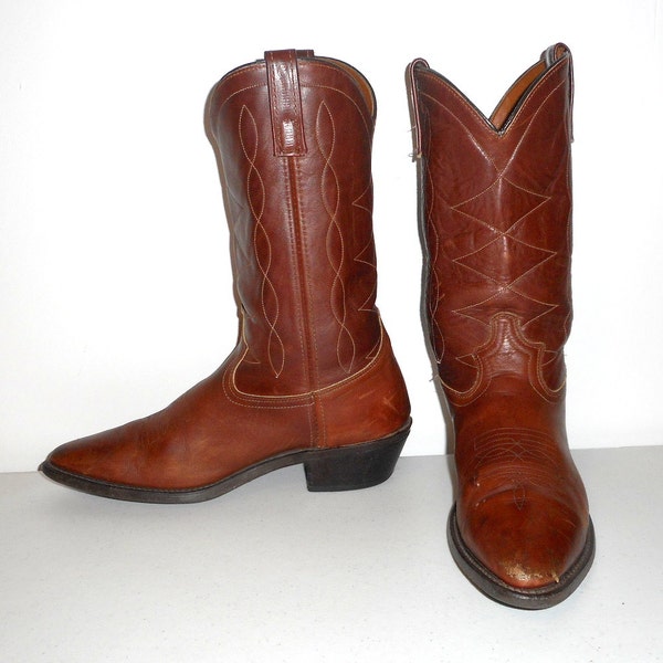 Mens 9.5 D Cowboy Boots Acme Brown Western Rockabilly Shoes Vintage Womens 11