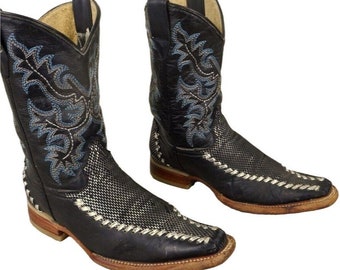 Bottes de cowboy pour enfants Taille 8,5 Cuir noir Bout pointu Chaussures pour tout-petits Rodeo Fashion