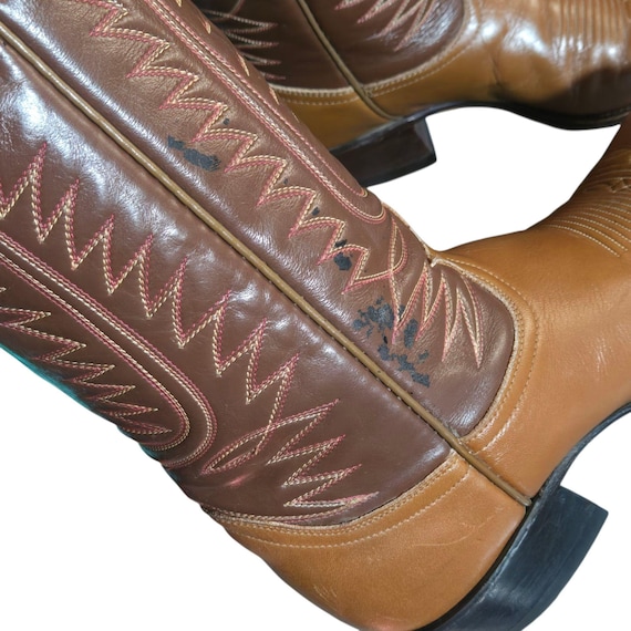 Tony Lama Cowboy Boots Vintage Narrow Mens 8.5 9 B Classic Brown