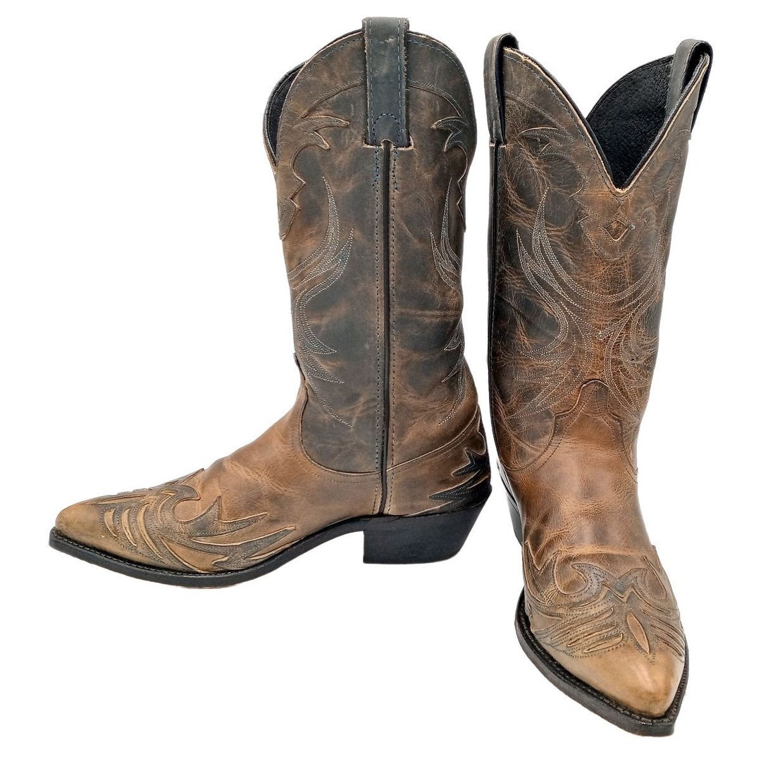 Code West Cowboy Boots Dingy Grey Tan Mens 7.5 M Made in USA Country ...