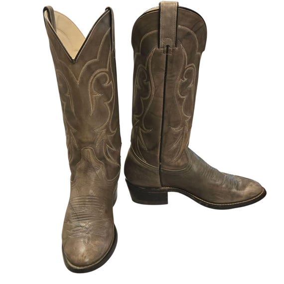 Kenny Rogers Mens Cowboy Boots Gray Leather Taupe 8 D  display picture 1