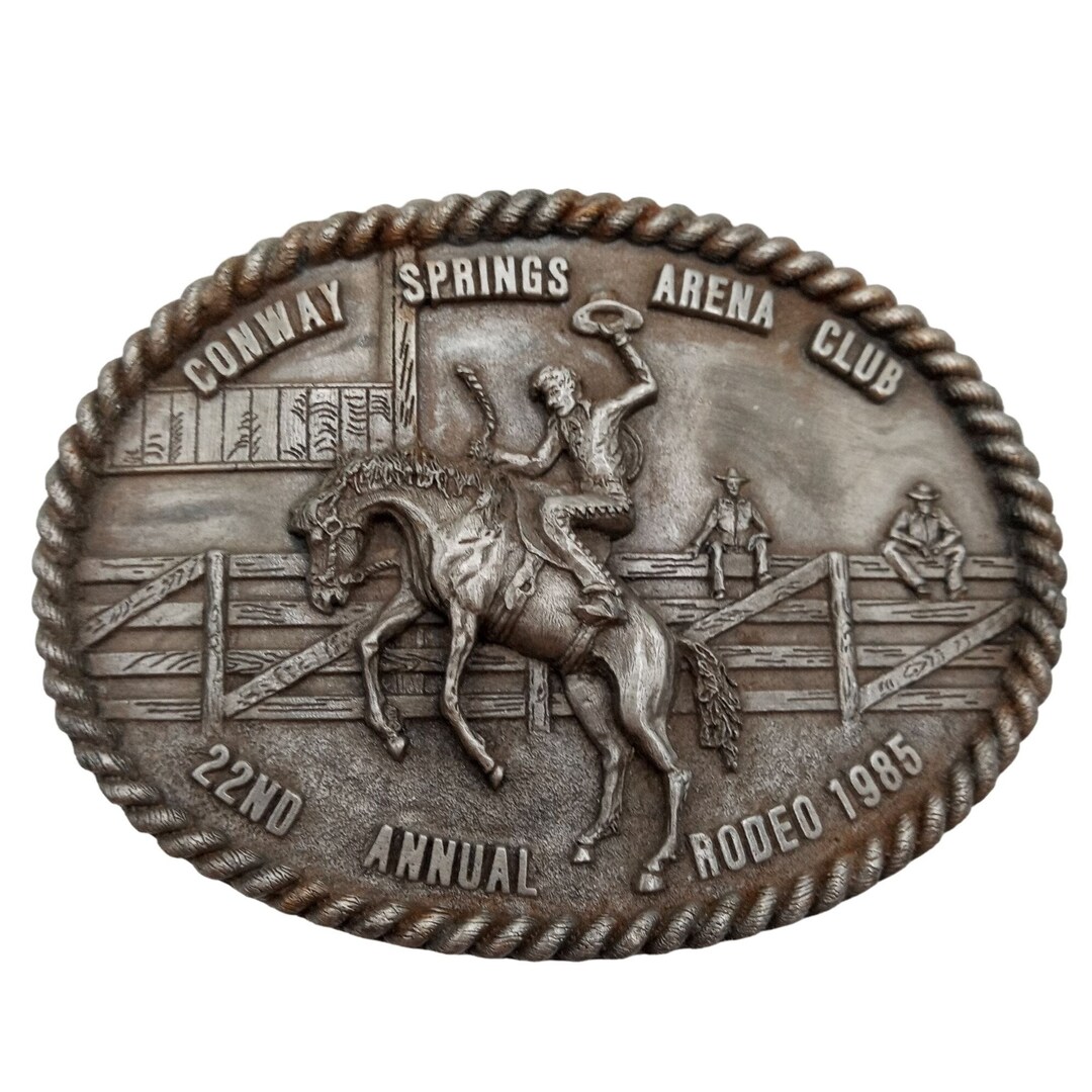 Bronc Rider Rodeo Belt Buckle Vintage 1985 Conway Springs Kansas PRCA ...